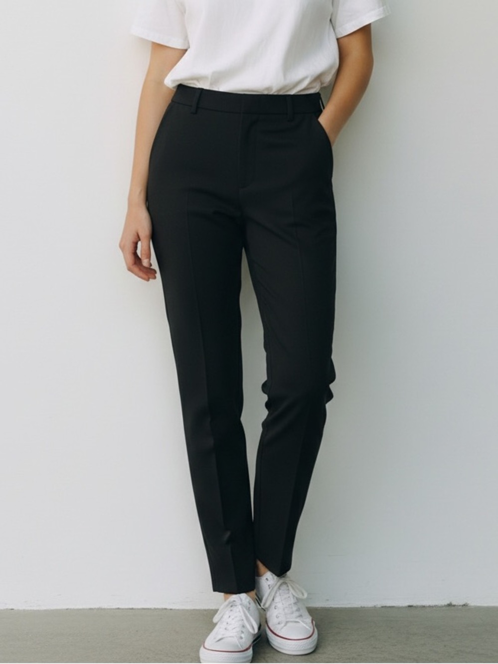 Chicos SO Slimming Trousers 0 4-6 Black Pants Tuxedo Straight Taper Contemporary